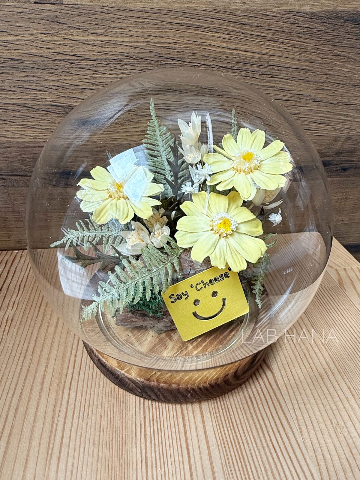 Signature Preserved Flower "Say Cheese" Model with Glass Dome